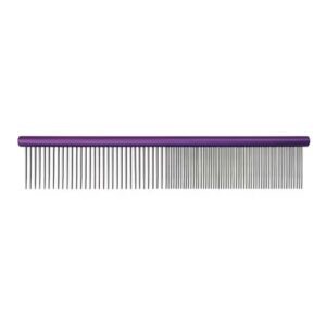 Groom Professional 25 cm Metal Comb – 50/50 Mixed Tooth Spacing (Purple)