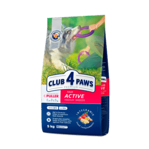CLUB 4 PAWS PREMIUM SUAUGUSIEMS AKTYVIEMS VIDUTINIŲ VEISLIŲ ŠUNIMS AKTYVAS 5kg.