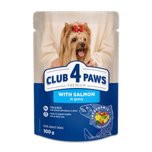 CLUB 4 PAWS PREMIUM SU LAŠIŠA PADAŽE. VISAVERTIS KONSERVUOTASPAŠARAS MINIATIŪRINIŲ IR MAŽŲ VEISLIŲ SUAUGUSIEMS ŠUNIMS 100g.x24vnt.