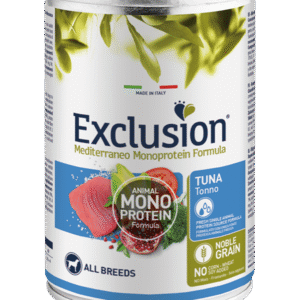 Exclusion Mono Protein Mediterraneo konservuotas pašaras šunims su tunu, 400 g.