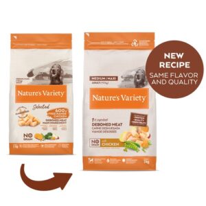 Nature’s Variety No Grain Adult Medium/Maxi su vištiena – sausas maistas vidutinių ir didelių veislių šunims, 3 kg