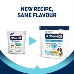 Advance Puppy Sensitive sausas maistas šuniukams su lašiša ir ryžiais, 0,7 kg