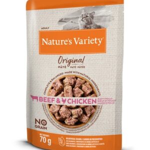 Nature’s Variety Wet Original Cat drėgnas maistas katėms su jautiena ir vištiena, 70 g