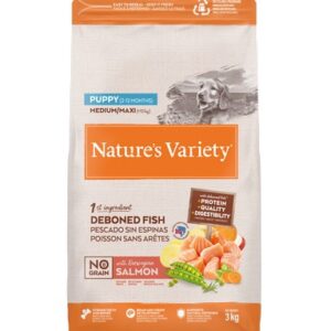 Nature’s Variety No Grain Puppy Medium/Maxi su lašiša – sausas maistas šuniukams, 3 kg