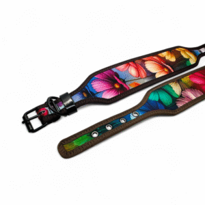 Šunų antkaklis su sagtimi 5 cm – paminkštintas, reguliuojamas Ryškios gėlės