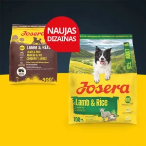 Josera Lamb + Rice sausas pašaras šunims su ėriena ir ryžiais, 900 g.