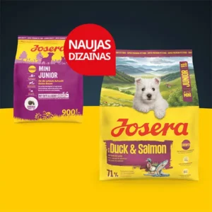 Josera MiniJunior Duck + Salmon sausas pašaras mažų veislių jauniems šunims su antiena ir lašiša, 900 g.