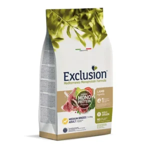 Exclusion Mono Protein Mediterraneo sausas pašaras vidutinių veislių šunims su ėriena, M, 12 kg