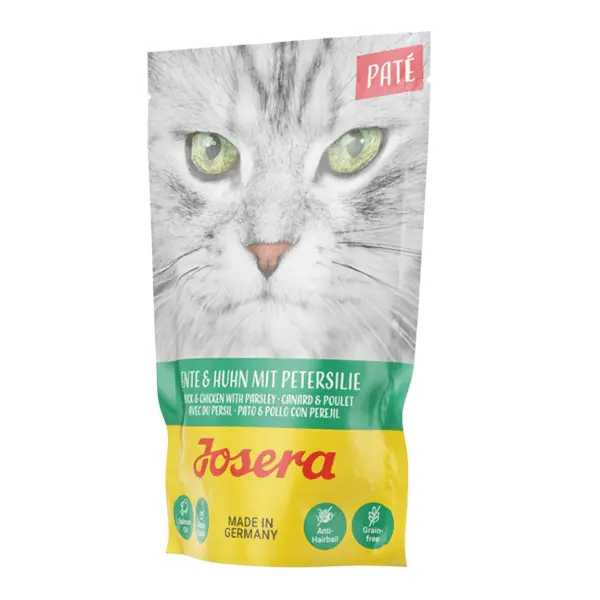 Josera Paté Duck & Chicken with Parsley begrūdis konservuotas pašaras katėms antienos ir vištienos paštetas su petražolėmis, 85 g x 16vnt