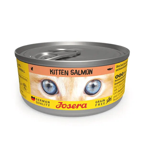 Josera Kitten Salmon begrūdis konservuotas pašaras jaunoms katėms su lašiša, 85g x 12vnt