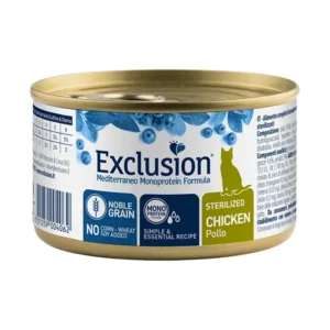 Exclusion Mediterraneo Mono Protein konservuotas pašaras sterilizuotoms katėms su vištiena, 85 g