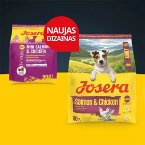 Josera Mini Salmon+Chicken sausas pašaras mažų veislių šunims su lašiša ir vištiena, 900 g.