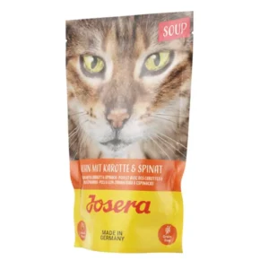 Josera Soup Chicken with Carrots & Spinach begrūdis konservuotas vištienos sultinys katėms su vištiena, morkomis ir špinatais, 70 g x 16vnt