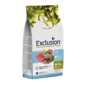 Exclusion Mono Protein begrūdis sausas pašaras šuniukams, su tunu, M 3kg