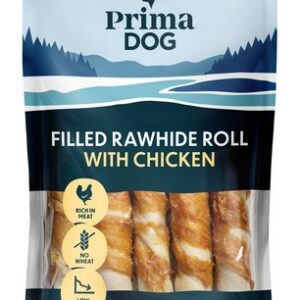 PrimaDog įdarytas odos suktinis su vištiena 13 cm, 5 vnt - 180 g 