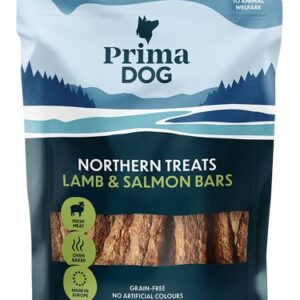 PrimaDog Northern Treats – Ėrienos & Lašišos juostelės 80 g