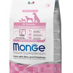 Monge spec. line monoprotein puppy sausas pašaras visų veislių jauniems šuniukams su kiauliena, ryžiais ir bulvėmis 2,5kg