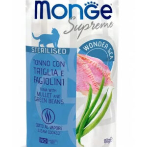 Monge SUPREME - Cat Wet Pouches Tuna with mullet and green beans - Sterilised 80g