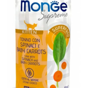 Monge SUPREME - Cat Wet Pouches Tuna with spinach and baby carrots - Kitten 80g