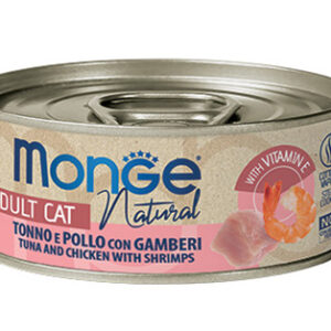 Monge kons.pašaras katėms su tuno, vištienos ir krevečių gabalėliais savo sultyse 80g