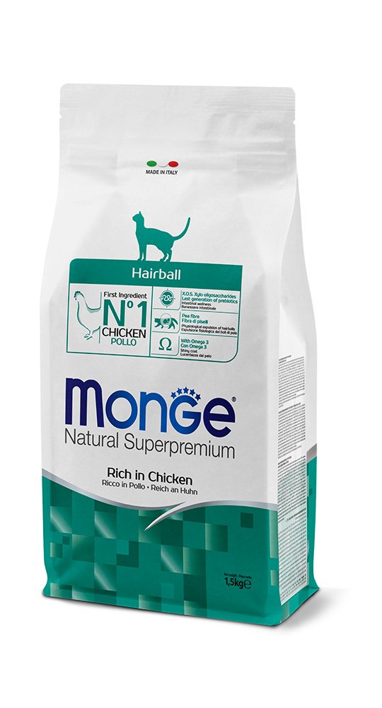 Monge Daily Line Hairball super premium pašaras suaugusioms katėms su vištiena 1,5kg