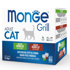Monge Grill konservuotas pašaras sterilizuotoms katėms mix su aviena/triušiena 85g x12