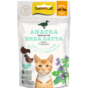 Gimcat Crunchy Snacks Duck /Catnip traškūs skanėstai antis/katžolė 50g