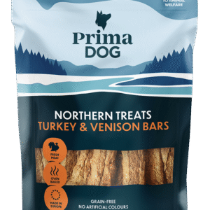 PrimaDog Šiaurės Skanukai – Kalakutienos ir stirnienos juostos 150 g