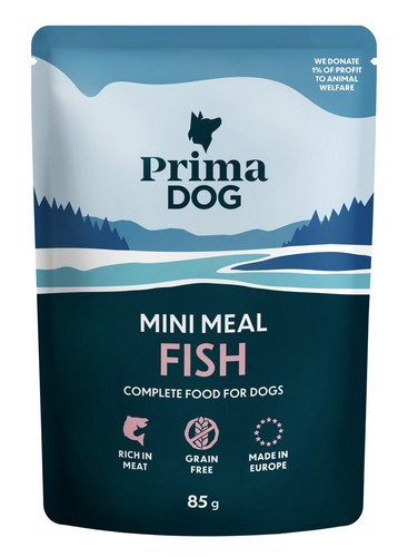 PrimaDog Mini Lašišos ir silkės ėdalas šunims 85 g x 24 vnt