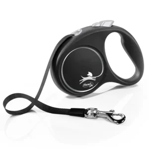 FLEXI pavadėlis šuniui Black Design S juostinis 5m, juodas